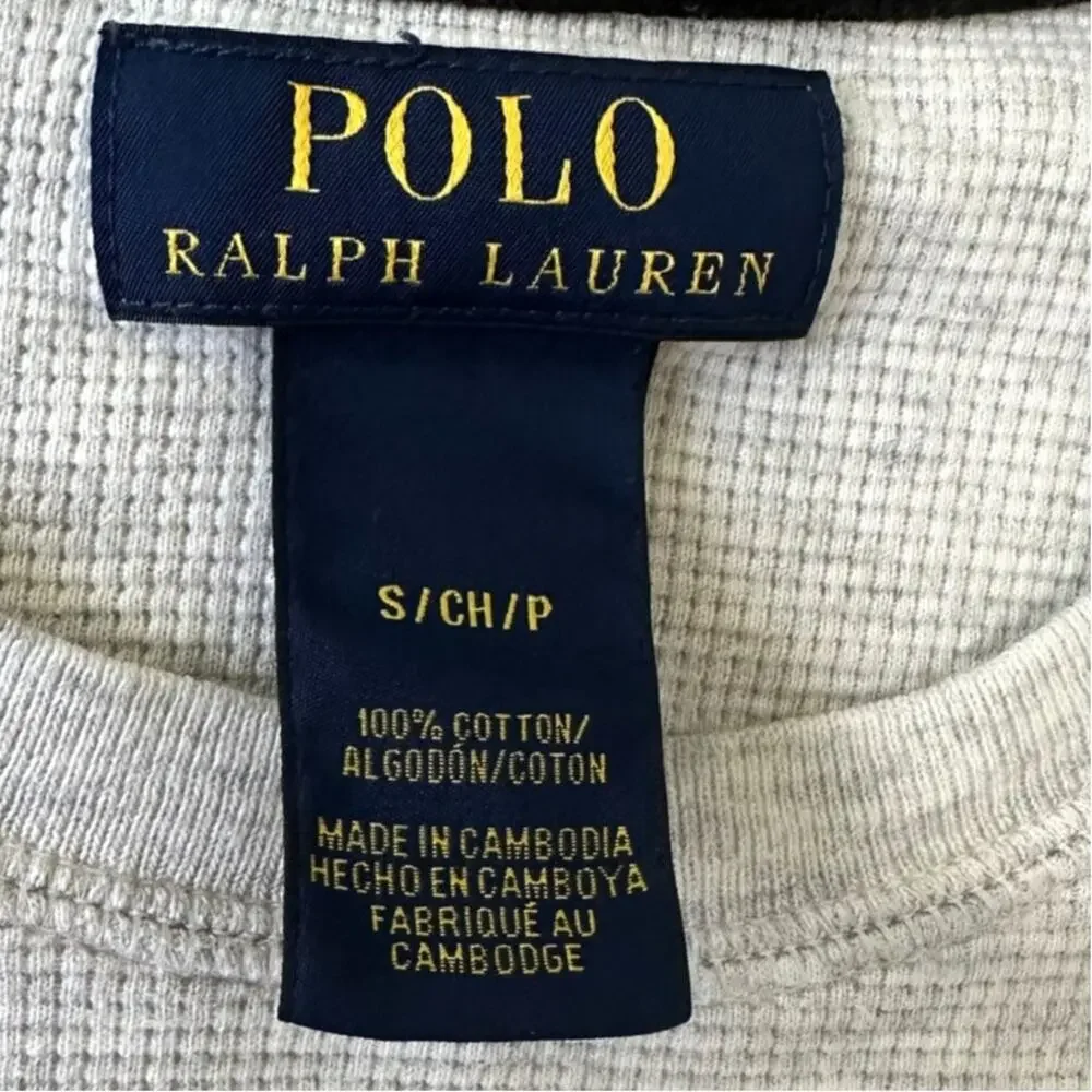 Polo Ralph Lauren Waffle Knit Thermal Shirt Men S Heather Gray 100% Cotton
